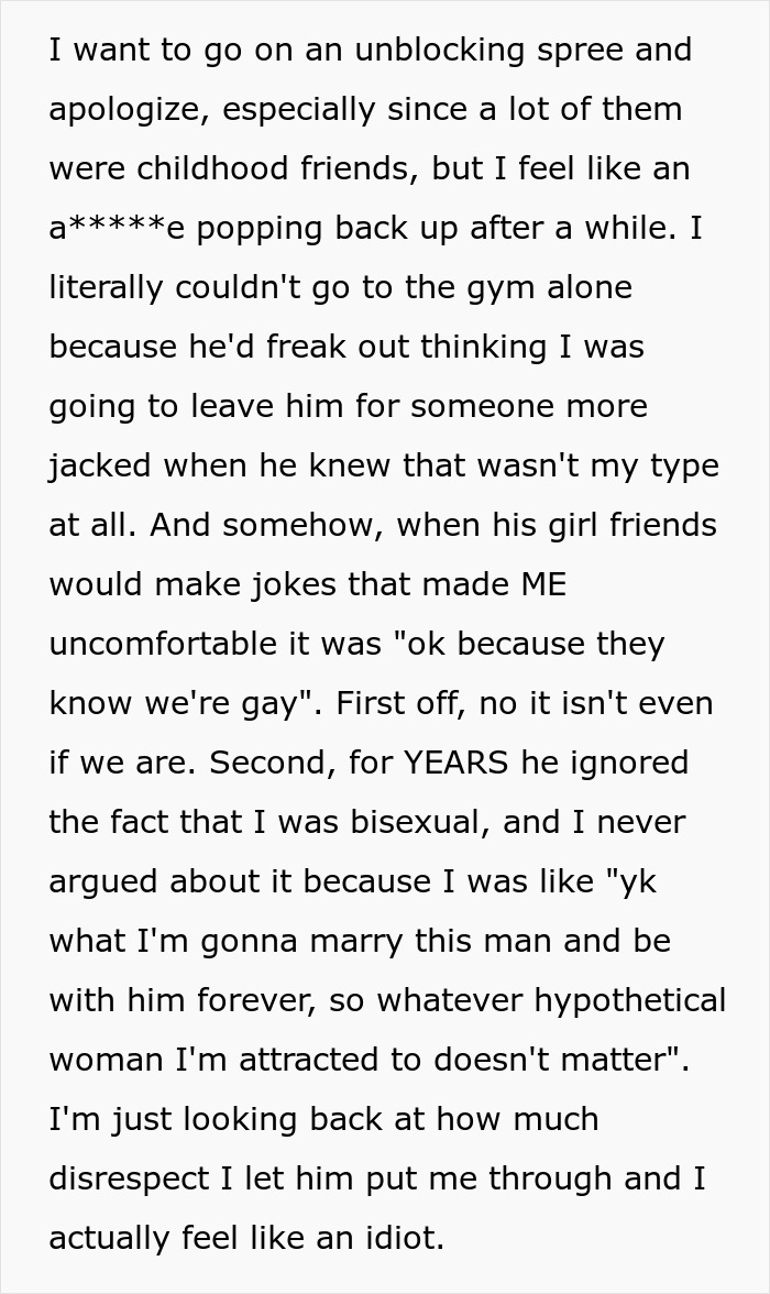 Text expressing frustration about past relationship issues, including gay marriage and bisexuality. Text expressing frustration about past relationship issues, including gay marriage and bisexuality.