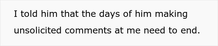 Text reading, "I told him that the days of him making unsolicited comments at me need to end," about a stepdad's control issues. Text reading, "I told him that the days of him making unsolicited comments at me need to end," about a stepdad's control issues.