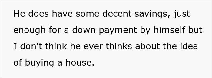 Text about savings enough for a down payment and hesitance towards buying property. Text about savings enough for a down payment and hesitance towards buying property.