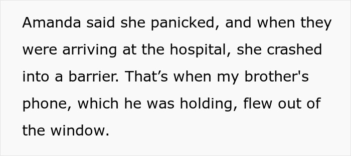 Text about a brother's female BFF causing an accident while driving to the hospital. Text about a brother's female BFF causing an accident while driving to the hospital.