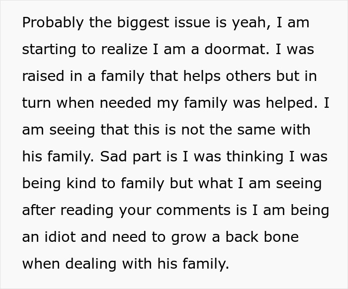 Text about a family issue, person realizing they're being taken advantage of, needing to be assertive. Text about a family issue, person realizing they're being taken advantage of, needing to be assertive.