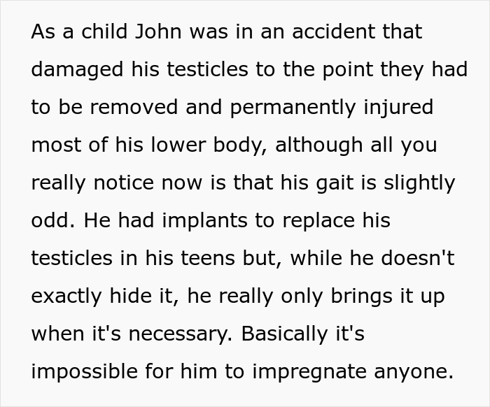 Text about a man who can't impregnate due to injury and infertility. Text about a man who can't impregnate due to injury and infertility.