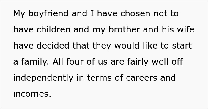 Text conversation on family choices between a gay man and his brother, focusing on financial independence and deciding not to have children. Text conversation on family choices between a gay man and his brother, focusing on financial independence and deciding not to have children.