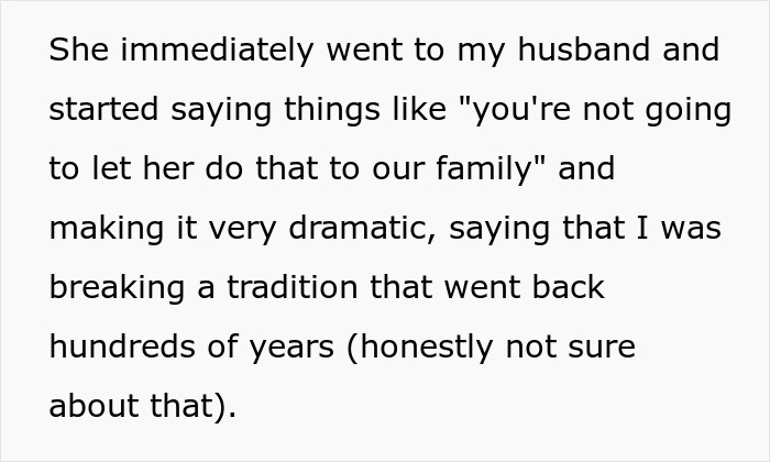 Text about a mother-in-law reacting dramatically to a broken baby name tradition. Text about a mother-in-law reacting dramatically to a broken baby name tradition.