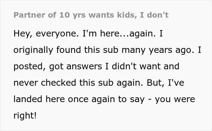 Text about a couple facing a hard decision about having kids after 10 years together. Text about a couple facing a hard decision about having kids after 10 years together.