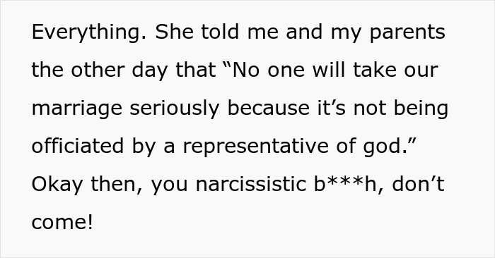 Text expressing frustration about wedding invitations and expectations from a family member. Text expressing frustration about wedding invitations and expectations from a family member.