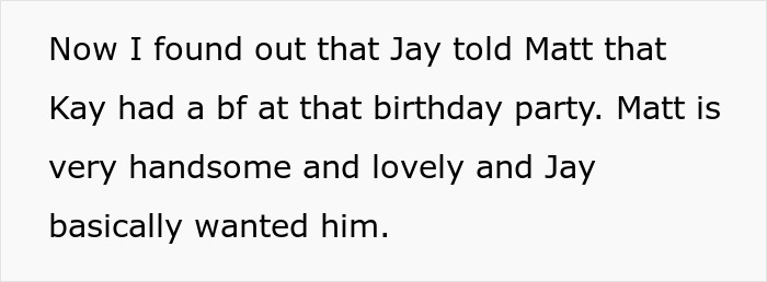 Text message revealing one sister's lie to win her sibling's handsome crush. Text message revealing one sister's lie to win her sibling's handsome crush.