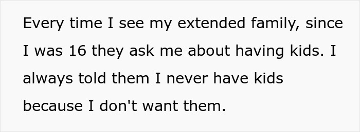 Text describing the annoyance faced by a niece with repeated questions about having kids. Text describing the annoyance faced by a niece with repeated questions about having kids.