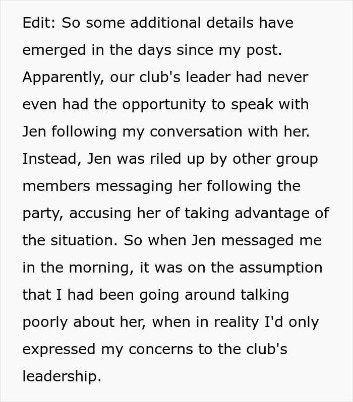 Text discussing drama and accusations at a club gift exchange event. Text discussing drama and accusations at a club gift exchange event.