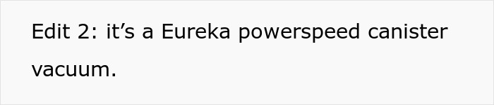 Text message about a gift of a Eureka Powerspeed canister vacuum for a wife. Text message about a gift of a Eureka Powerspeed canister vacuum for a wife.