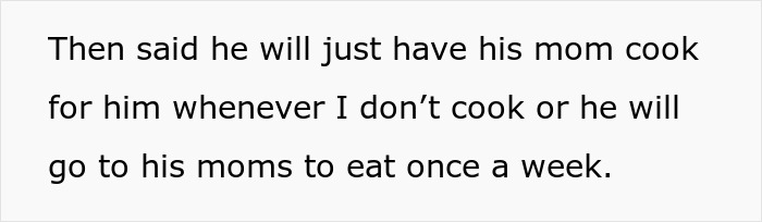Text message discussing mom cooking due to man's refusal of Hispanic food. Text message discussing mom cooking due to man's refusal of Hispanic food.