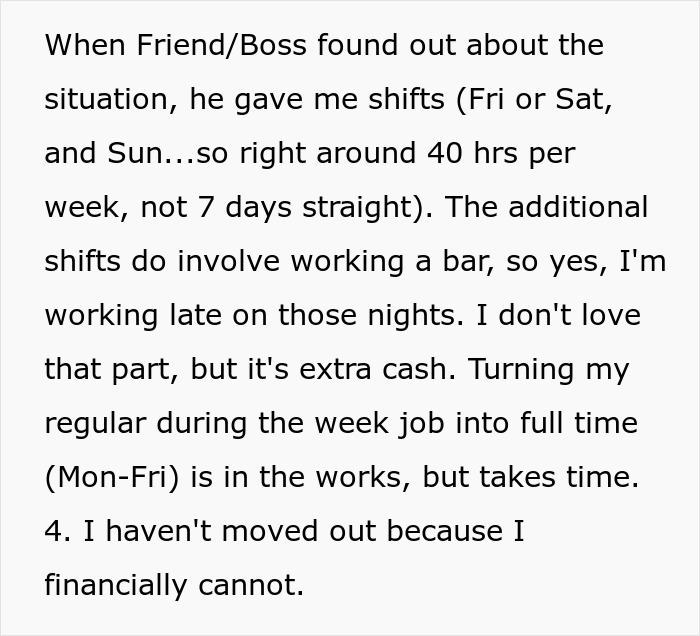 Reddit post text about balancing new work shifts for extra cash amid job and marital challenges. Reddit post text about balancing new work shifts for extra cash amid job and marital challenges.