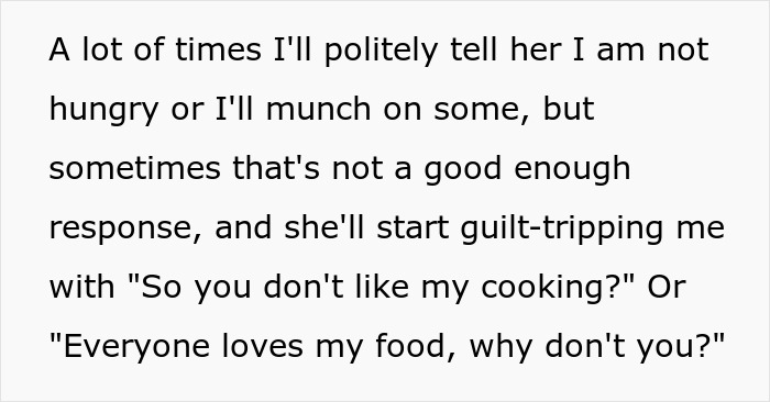 Text discussing conflict between MIL's Indian cooking and DIL's preferences. Text discussing conflict between MIL's Indian cooking and DIL's preferences.