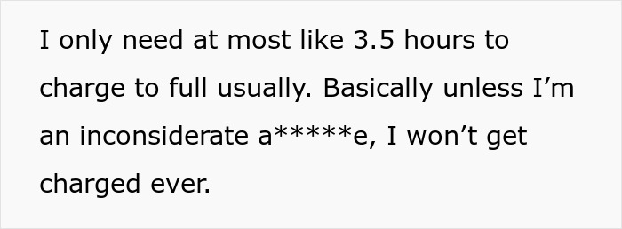 Text discussing charging times and etiquette at Tesla stations. Text discussing charging times and etiquette at Tesla stations.