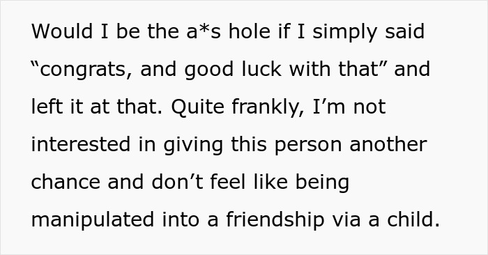 Text about friendship and pregnancy news, questioning if blocking a person is justified in tough times. Text about friendship and pregnancy news, questioning if blocking a person is justified in tough times.