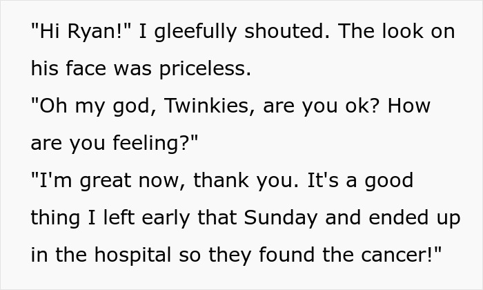 Text excerpt discussing cancer diagnosis and its discovery after an early hospital visit. Text excerpt discussing cancer diagnosis and its discovery after an early hospital visit.