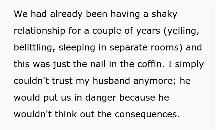 Text from a Reddit post discussing relationship issues and divorce ultimatum related to quitting a job. Text from a Reddit post discussing relationship issues and divorce ultimatum related to quitting a job.