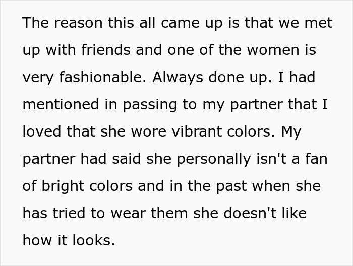 Text excerpt discussing fashion preferences and vibrant colors. Text excerpt discussing fashion preferences and vibrant colors.