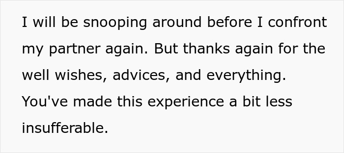 Text of a message expressing gratitude for support during a difficult experience involving a partner and work spouse. Text of a message expressing gratitude for support during a difficult experience involving a partner and work spouse.