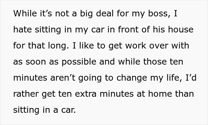 Text complaint about waiting for a friend who gives rides to work, prefers extra time at home. Text complaint about waiting for a friend who gives rides to work, prefers extra time at home.