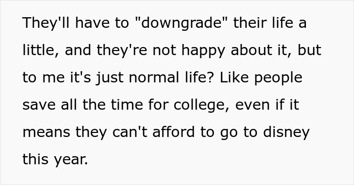 Text about family considering lifestyle changes for college savings. Text about family considering lifestyle changes for college savings.