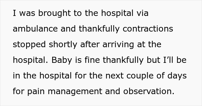 Text describing a pregnant woman in hospital after a fall, resting for observation and pain management. Text describing a pregnant woman in hospital after a fall, resting for observation and pain management.
