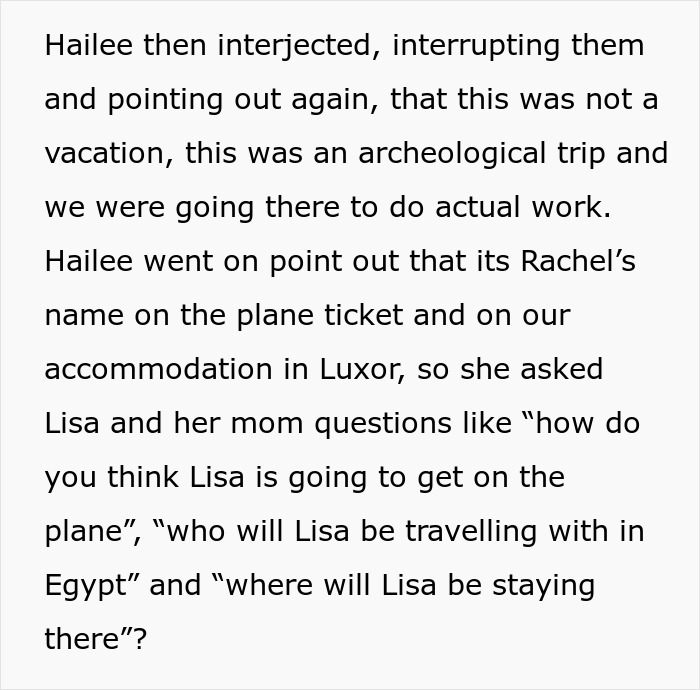 Text dialogue from a discussion about an archeological trip to Egypt and the logistics of travel arrangements. Text dialogue from a discussion about an archeological trip to Egypt and the logistics of travel arrangements.