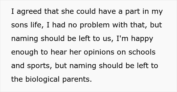 Text from a custodian discussing naming rights, emphasizing biological parents' role in naming decisions. Text from a custodian discussing naming rights, emphasizing biological parents' role in naming decisions.