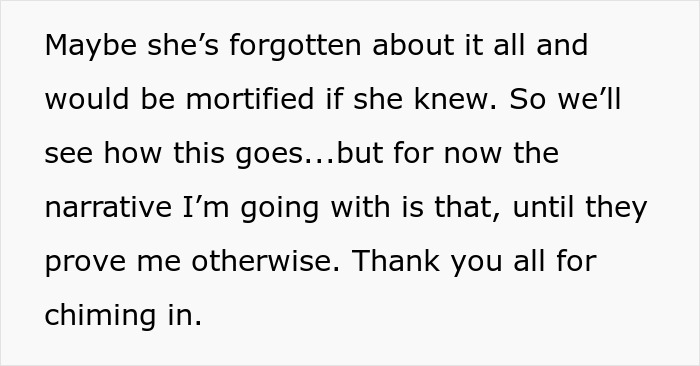 Text excerpt about someone crafting a narrative, discussing possibilities and expecting others' input. Text excerpt about someone crafting a narrative, discussing possibilities and expecting others' input.