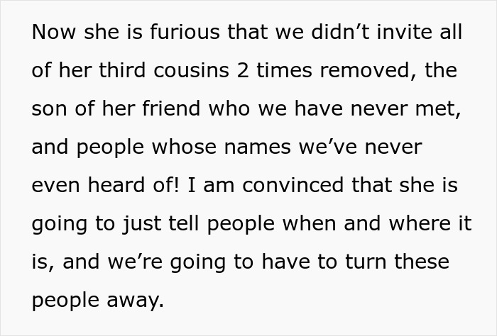 Text about wedding invitations causing family disagreements over guest list expectations. Text about wedding invitations causing family disagreements over guest list expectations.
