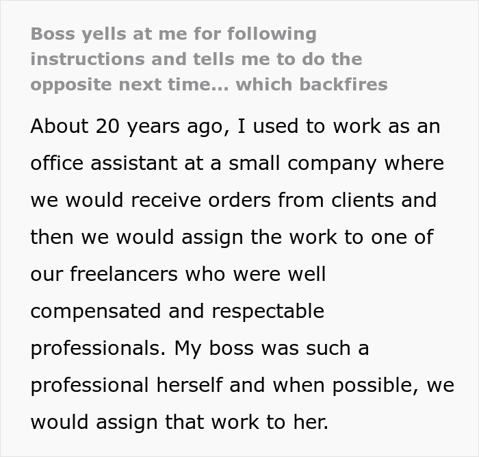 Text in image discussing a boss's instructions leading to malicious compliance and job termination. Text in image discussing a boss's instructions leading to malicious compliance and job termination.
