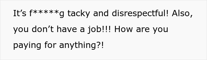 Text criticizing wedding invitations with strong language about finances and respect. Text criticizing wedding invitations with strong language about finances and respect.