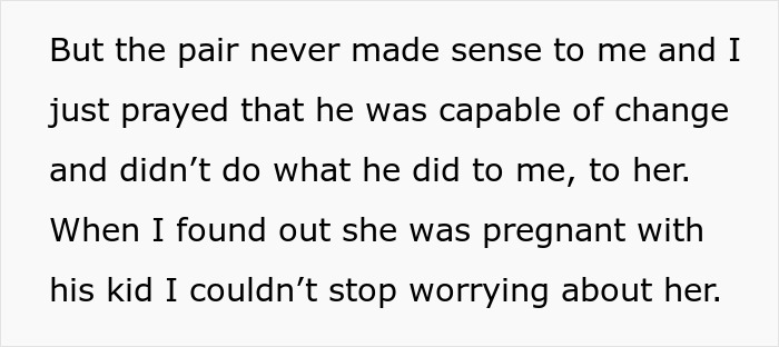 Text about woman warning ex's pregnant wife regarding his criminal past. Text about woman warning ex's pregnant wife regarding his criminal past.