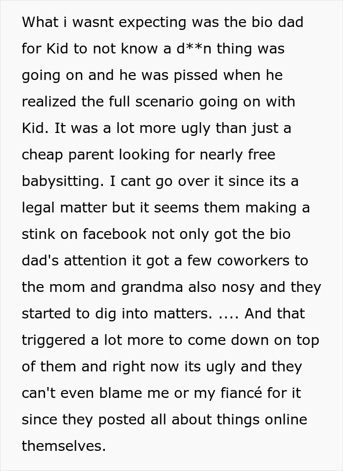 Text discussing a family's demand for a woman to babysit for $3 an hour, highlighting an ugly situation. Text discussing a family's demand for a woman to babysit for $3 an hour, highlighting an ugly situation.