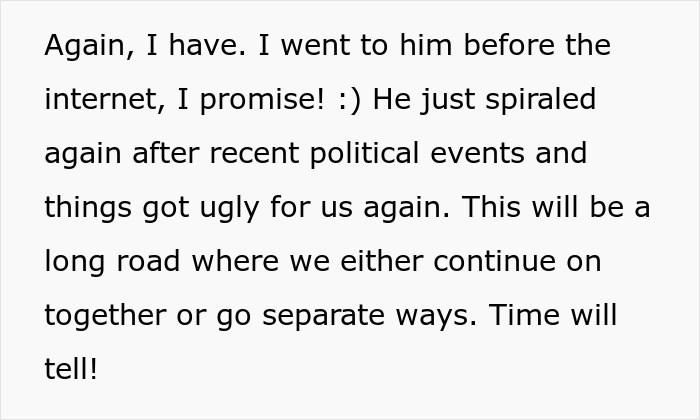 Text describing a friend regret and best friend confession about spiraling after political events and uncertain future. Text describing a friend regret and best friend confession about spiraling after political events and uncertain future.