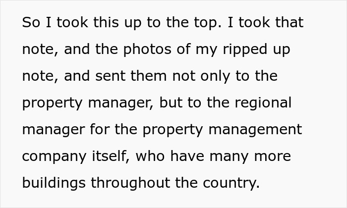 Text about escalating a ripped note issue to property managers. Text about escalating a ripped note issue to property managers.
