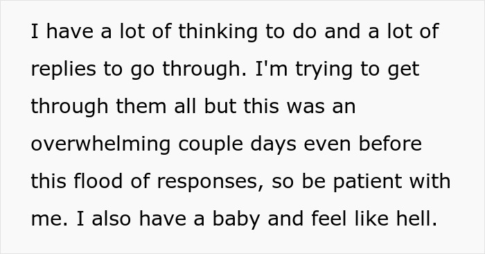 Text discussing overwhelming responses and challenges, mentioning a baby. Text discussing overwhelming responses and challenges, mentioning a baby.