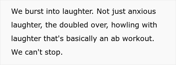Text describing uncontrollable laughter, highlighting an absurd situation related to pregnancy and infertility. Text describing uncontrollable laughter, highlighting an absurd situation related to pregnancy and infertility.