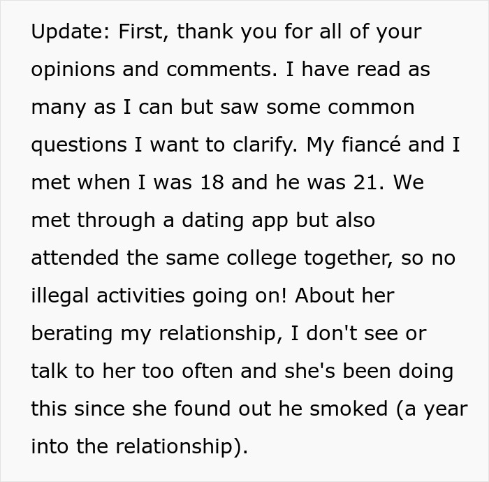 Text update from bride clarifying her wedding request about wearing white, addressing comments and concerns. Text update from bride clarifying her wedding request about wearing white, addressing comments and concerns.