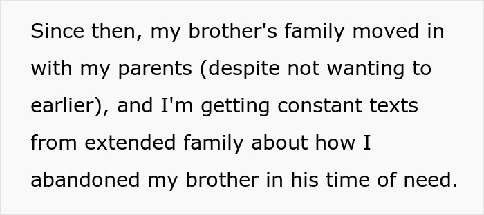 Text discussing family dynamics after a man loses his house, highlighting constant messages from relatives about abandonment. Text discussing family dynamics after a man loses his house, highlighting constant messages from relatives about abandonment.