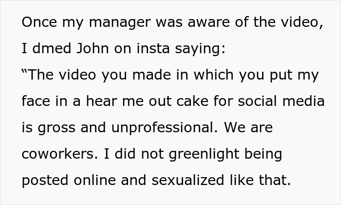 Text exchange about coworker using her photo in internet trend, expressing discomfort with being posted online. Text exchange about coworker using her photo in internet trend, expressing discomfort with being posted online.