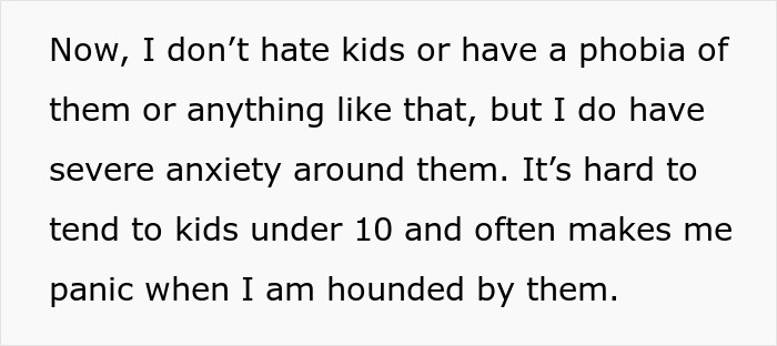 Text about anxiety related to babysitting kids under 10, expressing difficulty and panic around them. Text about anxiety related to babysitting kids under 10, expressing difficulty and panic around them.