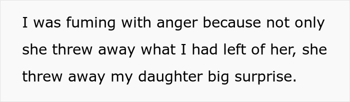 Text describing a father's anger as a surprise for his daughter involving her late mother is ruined. Text describing a father's anger as a surprise for his daughter involving her late mother is ruined.