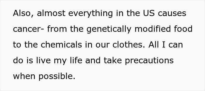Text discussing health concerns about GMOs and chemicals in clothes. Text discussing health concerns about GMOs and chemicals in clothes.