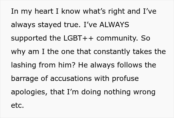 Text about friend regret and best friend confession expressing feelings of unfair accusations and emotional support for the LGBT++ community. Text about friend regret and best friend confession expressing feelings of unfair accusations and emotional support for the LGBT++ community.