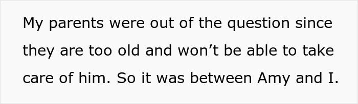 Text excerpt discussing family decisions on adopting a sibling's baby, with parents unable to care for him. Text excerpt discussing family decisions on adopting a sibling's baby, with parents unable to care for him.