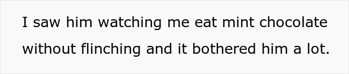 Text confession about a mint chocolate ice cream thief's spicy surprise. Text confession about a mint chocolate ice cream thief's spicy surprise.