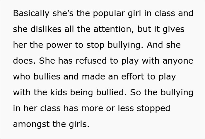 Text describes a popular girl using her influence to stop bullying, playing with bullied classmates to change dynamics. Text describes a popular girl using her influence to stop bullying, playing with bullied classmates to change dynamics.