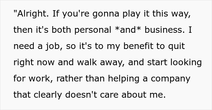 Text showing an employee's decision to leave a company that doesn't value them. Text showing an employee's decision to leave a company that doesn't value them.