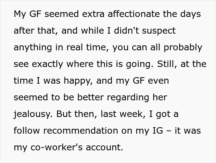 Text from story about girlfriend testing boyfriend's loyalty with a fake Instagram account. Text from story about girlfriend testing boyfriend's loyalty with a fake Instagram account.